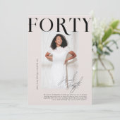 Modern stijlvol tijdschrift | 40e verjaardag foto kaart (Staand voorkant)