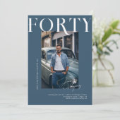 Modern stijlvol tijdschrift | 40e verjaardag foto kaart (Staand voorkant)