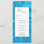 Modern stijlvol Trendy Blue Waves Abstract bruilof Menu (Voorkant)