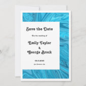Modern stijlvol Trendy Blue Waves Abstract bruilof Save The Date (Voorkant)