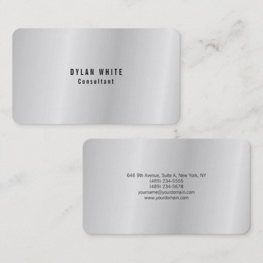 Modern stijlvol trendy creatief zilvergrijs visitekaartje (Voorkant / Achterkant)