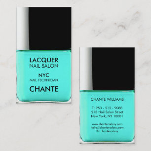 Modern stijlvol trendy turquoise nagellak chic visitekaartje