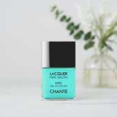 Modern stijlvol trendy turquoise nagellak chic visitekaartje (Staand voorkant)