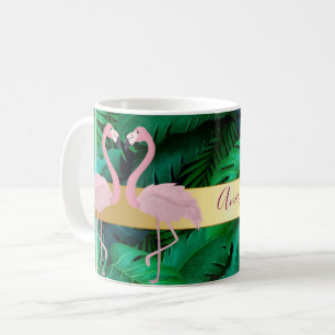 Modern Stijlvol, tropisch palmbladeren, roze Koffiemok