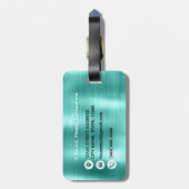 Modern Stijlvol Turquoise geborsteld metaal monogr Bagagelabel (Achterkant verticaal)