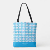 Modern stijlvol turquoise patroon & kalligrafie tote bag (Achterkant)