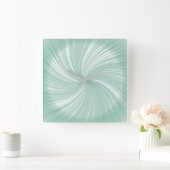 Modern stijlvol Turquoise Radiant Twirl Pattern Vierkante Klok (Huis)