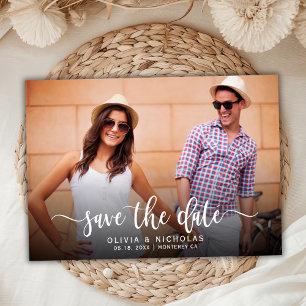 Modern Stijlvol Typografie Script One Photo Weddin Save The Date