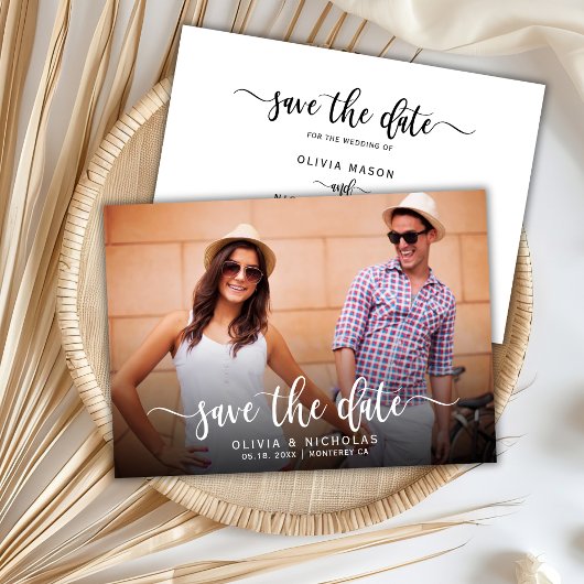 Modern Stijlvol Typografie Script One Photo Weddin Save The Date