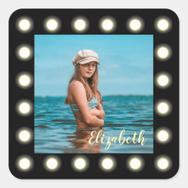 Modern stijlvol, uniek zwart vierkant foto-Lijst Vierkante Sticker