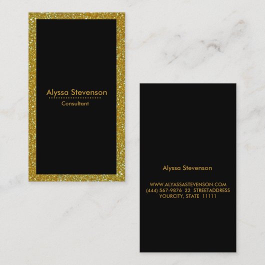 Modern stijlvol vet goud en zwart gestreept visitekaartje (Voorkant / Achterkant)