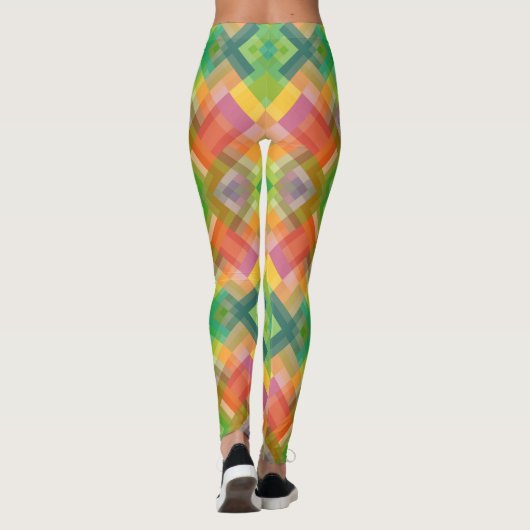 Modern stijlvol vierkant driehoekspatroon leggings (Achterkant)