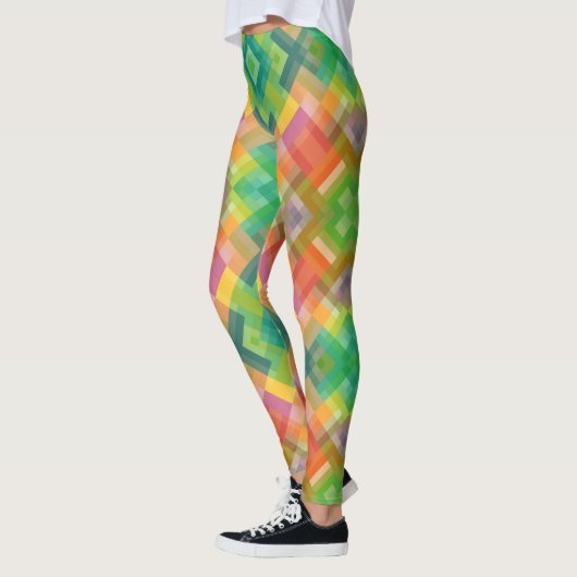 Modern stijlvol vierkant driehoekspatroon leggings (Links)