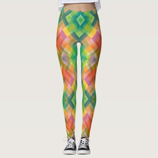 Modern stijlvol vierkant driehoekspatroon leggings (Voorkant)