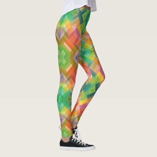 Modern stijlvol vierkant driehoekspatroon leggings (Rechts)