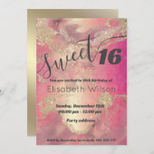 Modern stijlvol waterverf roze goudzoet 16 kaart (Voorkant / Achterkant)