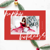 Modern stijlvol wit & rood foto blij feestdagenkaart