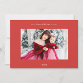 Modern stijlvol wit & rood foto blij feestdagenkaart (Achterkant)