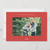 Modern stijlvol wit & rood Foto Vrolijk Kerstmis Feestdagenkaart (Achterkant)