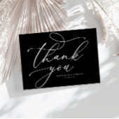 Modern Stijlvol Wit Script Wedding Dank u kaart