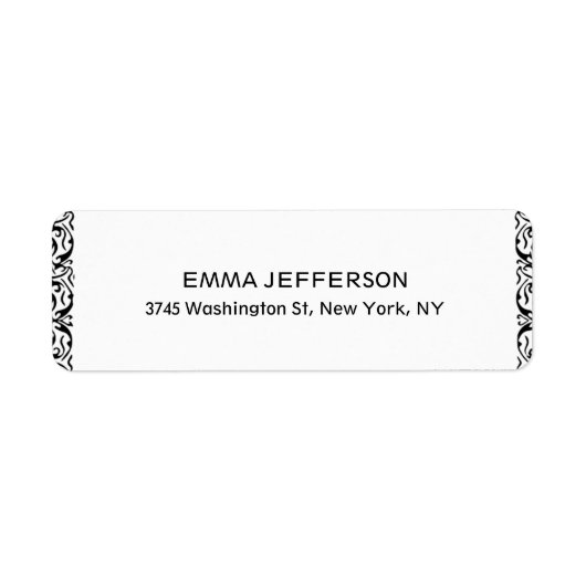 Modern stijlvol wit trendy unieke bloemdamast etiket (Voorkant)