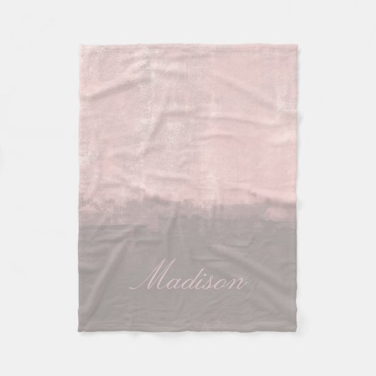 Modern stijlvol zacht roze grijs fleece deken (Voorkant)