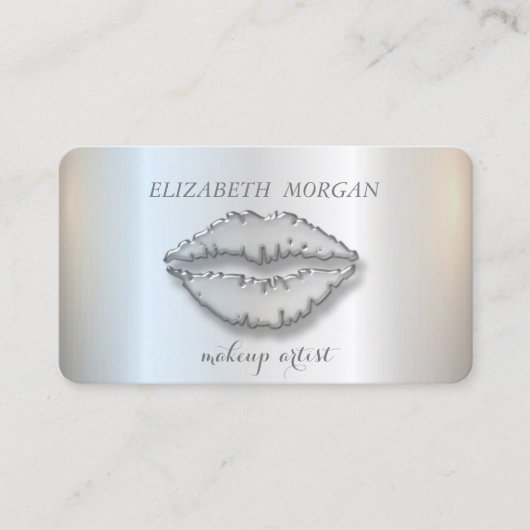 Modern stijlvol, zilver, makreel, lips visitekaartje (Voorkant)