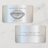 Modern stijlvol, zilver, makreel, lips visitekaartje (Voorkant / Achterkant)