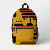 Modern Stijlvol Zonnebloem Goud Zwart Sinaasappel Bedrukte Rugzak (Voorkant)