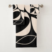 Modern stijlvol zwart crème Abstract patroon Bad Handdoek (Insitu)