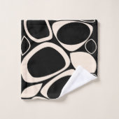 Modern stijlvol zwart crème Abstract patroon Bad Handdoek (Wasdoekje)