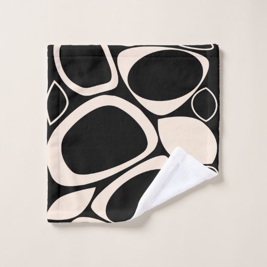 Modern stijlvol zwart crème Abstract patroon Bad Handdoek (Wasdoekje)