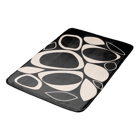 Modern stijlvol zwart crème Abstract patroon Badmat (Gekanteld)