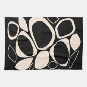 Modern stijlvol zwart crème Abstract patroon Theedoek (Horizontaal)