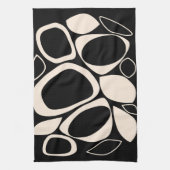 Modern stijlvol zwart crème Abstract patroon Theedoek (Verticaal)