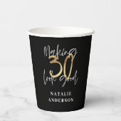 modern , stijlvol , zwart en goud , 30e verjaardag papieren bekers (Achterkant)