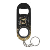 Modern stijlvol zwart en goud glitte 60ste verjaar mini flessenopener (Achterkant)