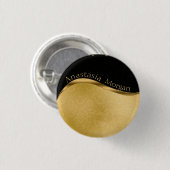 Modern stijlvol, zwart en goud ronde button 3,2 cm (Voorkant /achterkant)