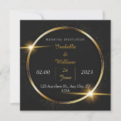 Modern stijlvol zwart en goudbruin huwelijk kaart (Voorkant)