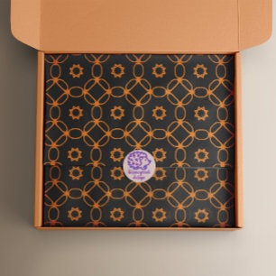 Modern stijlvol zwart en Oranje geometrisch patroo Tissuepapier