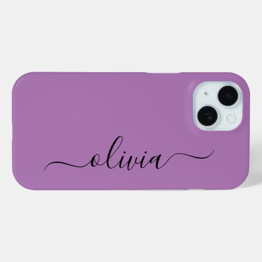 Modern Stijlvol Zwart en paarse Monogram Case-Mate iPhone Case (Achterkant (horizontaal))