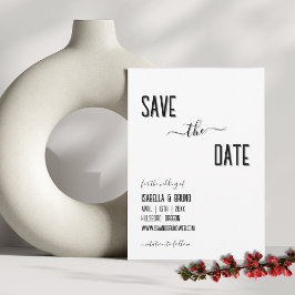 Modern, Stijlvol Zwart Gepersonaliseerde Tekst Tro Save The Date