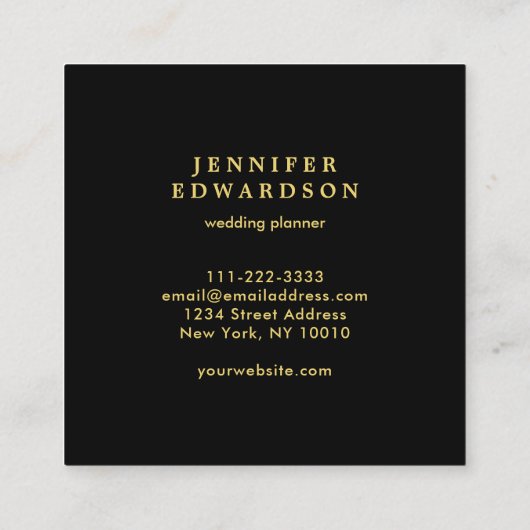 Modern stijlvol zwart goud blauw ijs professional vierkante visitekaartje (Achterkant)