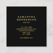 Modern stijlvol zwart goud professioneel monogram vierkante visitekaartje (Achterkant)