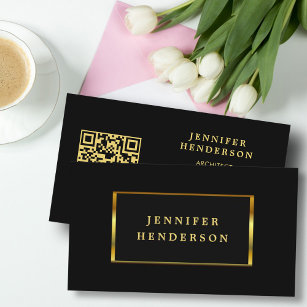 Modern stijlvol zwart goud QR code professional Visitekaartje