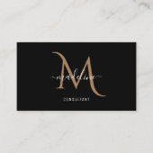 Modern stijlvol zwart goudmonogram visitekaartje (Voorkant)