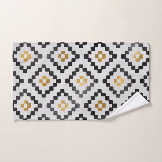 Modern stijlvol zwart grijs goud geometrisch ontwe bad handdoek (Handdoek)