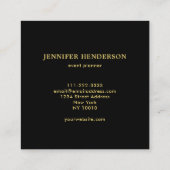 Modern stijlvol zwart marmer en goud professional vierkante visitekaartje (Achterkant)