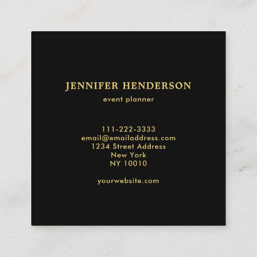Modern stijlvol zwart marmer en goud professional vierkante visitekaartje