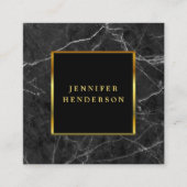 Modern stijlvol zwart marmer en goud professional vierkante visitekaartje (Voorkant)